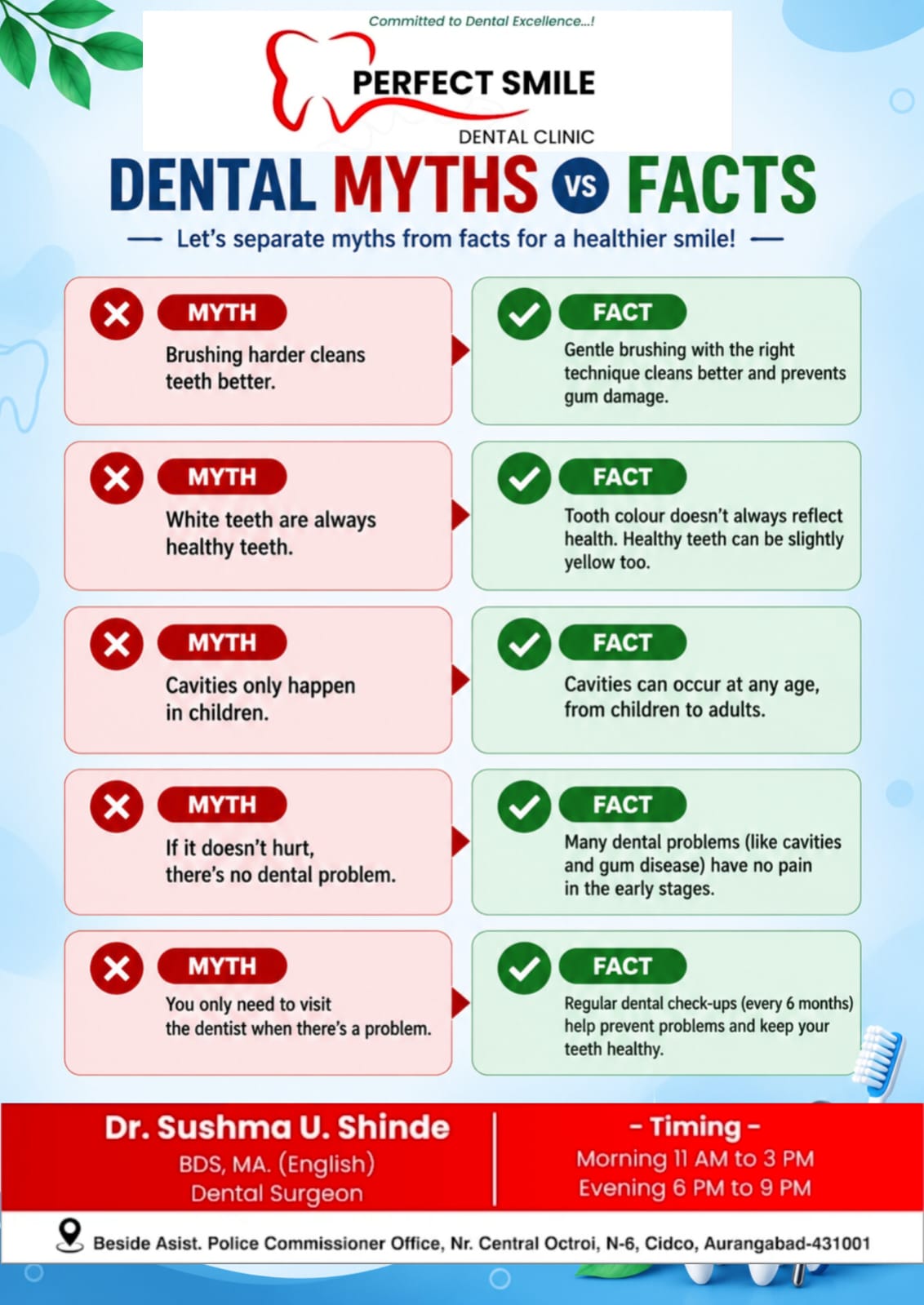 Perfect Smile Dental Clinic Myths vs Facts Poster